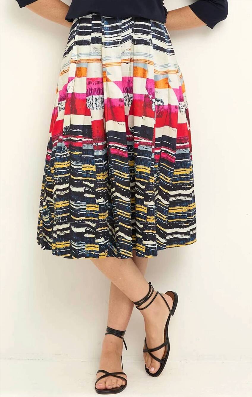NEW NIC + ZOE rising sun skirt in red multi